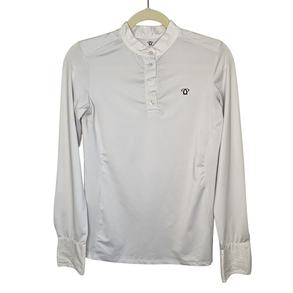 Carma Equestrian White Long-Sleeve Button-Up Riding Shirt, 42